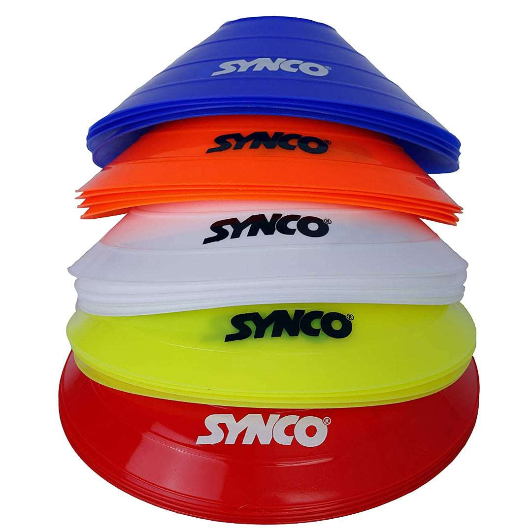 SYNCO Field Agility Marker Cones Used in Soccer, Cricket, Training in polyethylene (PE) Plastic for Sports Training, Traffic Cone - Set of 20 pcs (Size 2 inch)