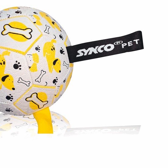 Synco Dog Toy Football Yellow with Holding Loops | Dog Ball Size-3 | Dog Toy Ball (Yellow)