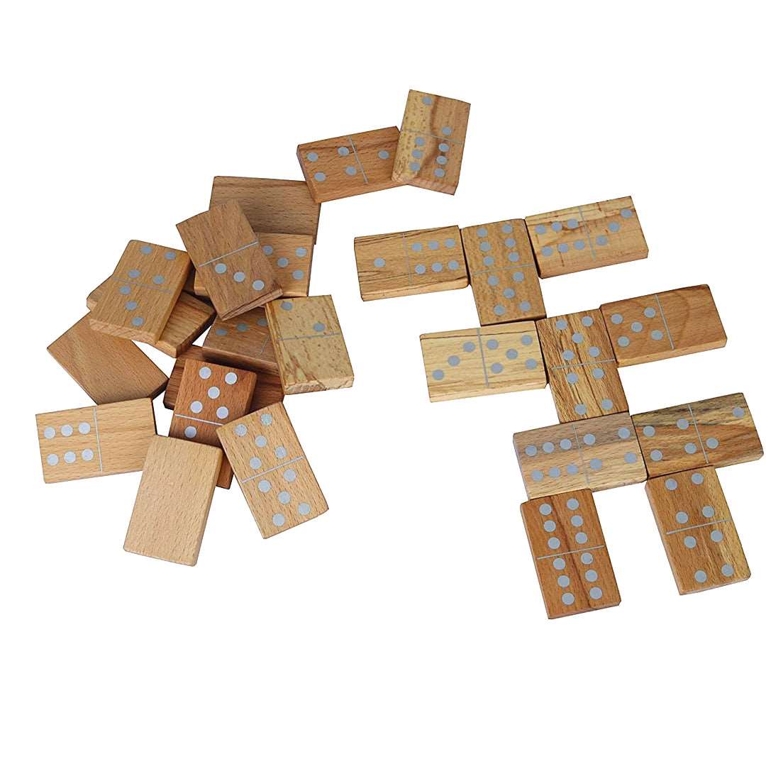 SYNCO Small Dominos Wooden Blocks with carry Bag | Color - Silver Printing