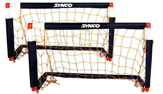 Synco Two Portable Soccer <br>Goals with Carry Bag | Long <br>Lasting Durable Frame | Quick <br>Setup Easy Folding Storage| <br>Set of Two - 1