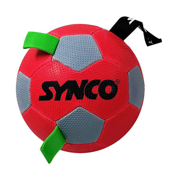 Synco Football with Green Holding Loops| Dog Ball Size-3 | <br>Dog Toy | Dog Ball (RED) - 1