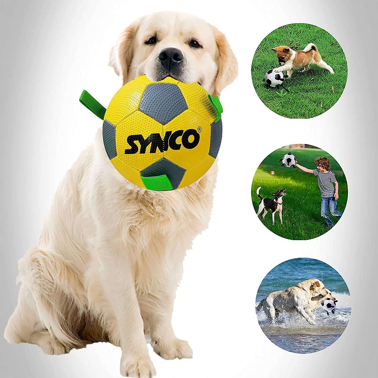 Synco Football with Holding Loops for Dogs - Size 3|Dogs Training Ball | Color- Yellow - 2