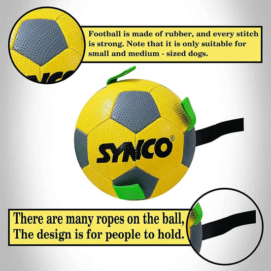 Synco Football with Holding Loops for Dogs - Size 3|Dogs Training Ball | Color- Yellow - 4