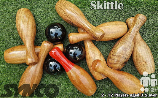 SYNCO 2 in1 Indoor Game<br> #Lawn Bowling Games # Ring<br>Toss Game for Family Kids <br>and Adults Backyard Skittles<br>Wooden Hardwood Set with 10 Pins 9 inches 3 Balls - 2