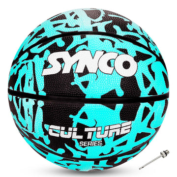 Synco CULTURE Series Basketball | Moulded Technology | 8 Panel | Blue Black (Size-5)