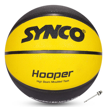 Synco HOOPER Series | Official Men's Basketball | Moulded Technology | 8 Panel | Yellow Black (Size-7)