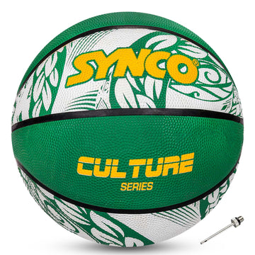 Synco CULTURE Series | Official Women's Basketball | Moulded Technology | 8 Panel | Green White (Size-6)