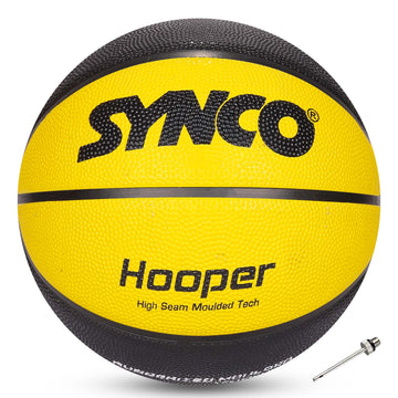 Synco HOOPER Series Basketball | Moulded Technology | 8 Panel | Yellow Black (Size-5)