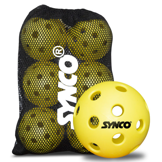 Synco Pickleball Ball S26 Pack of 6 | Performance Indoor Pickleball | 26 Holes Pickleball for Beginners & Indoor Gameplay | Perfectly Balanced | High Bounce Durable Ball | Ideal for All Skill Levels