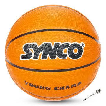 Synco YOUNG CHAMP Series | Kids Basketball | Moulded Technology | 8 Panel | Orange (Size-3)