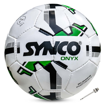 Synco Onyx football | Rubberized Stitched | Match | 32 Panel | Size - 5 (White)