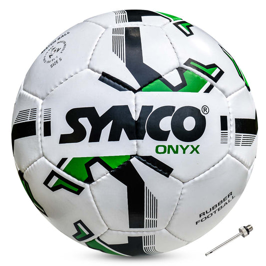 Synco Onyx football | Rubberized Stitched | Match | 32 Panel | Size - 5 (White)