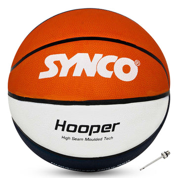 Synco HOOPER Basketball | Official Men's Basketball | Moulded | 8 Panel | Red White Blue (Size-7)