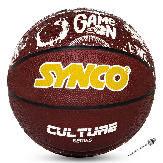 Synco CULTURE Series | Official Men's Basketball | Moulded Technology | 8 Panel | Brown White (Size-7)