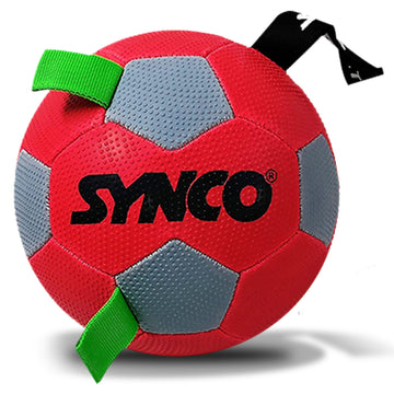 Synco Dog Toy Football with Green Holding Loops | Dog Ball Size-3 | Dog Toy Ball (RED)