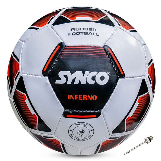 Synco Inferno football | Rubberized Hand Stitched Trainer | 32 Panel | Size - 5 (White)