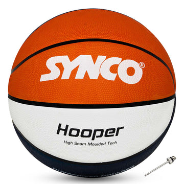 Synco HOOPER Series | Official Women's Basketball | Moulded Technology | 8 Panel | Red White (Size-6)