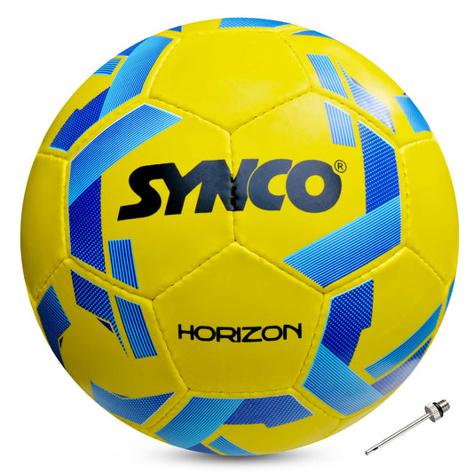 Synco Horizon football | Rubberized Hand Stitched | Pro Trainer| 32 Panel | Size - 5 (Yellow)