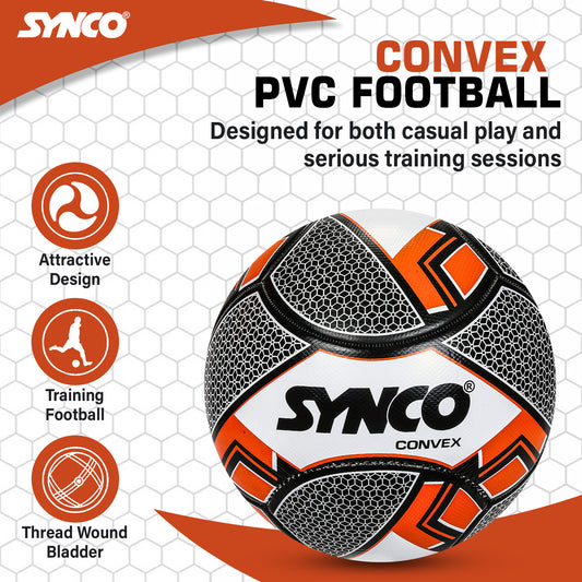 Synco Convex Football | PVC Machine Stitched Football | 6 Panel Football | Training Football | Football for Soft & Turf Ground | Football for Beginners | Football for Practice | Soccer Ball Size 5