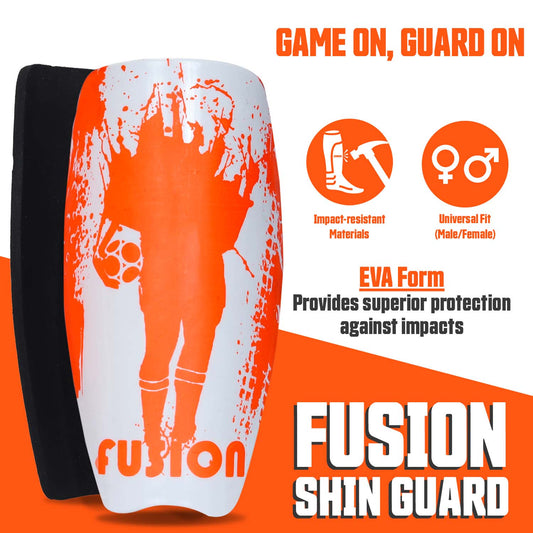 Synco Fusion Shin Guard for Football | Professional Slipin Shin Guard for Football Matches | Football Shin Guards for Youth and Adults | Enhanced Protection and Comfort | Medium Orange Color