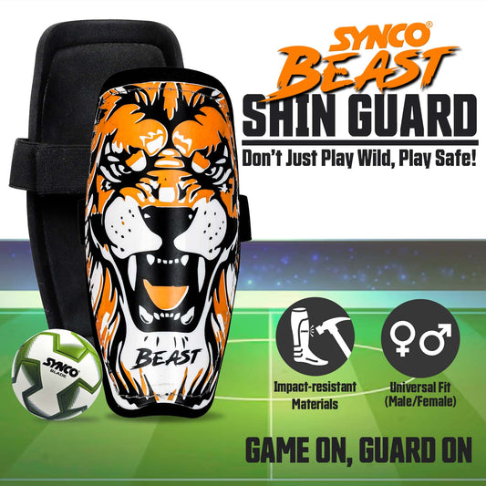 Synco Beast Shin Guard | Professional Football Shin Guard with Velcro Strap Adjustable | Shin Guard for Football | Superior Protection and Comfort | Durable and Lightweight Shin Pad For Youth & Adults