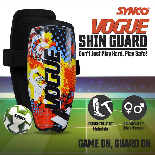 Synco Vogue Shin Guard | Football Shin Guard with Velcro Strap Adjustable | Shin Guard for Football | Superior Protection and Comfort | Shin Pad For Youth and Adults | Durable and Lightweight