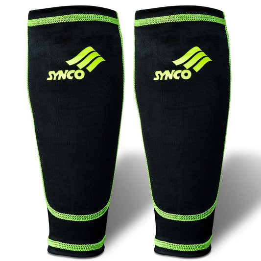 Synco Shin Guard Holder Compression Sleeves | Football Shin Guard Supporter Sleeve | Protective Sleeves with Pocket for Shin Guard | Stretchable Lycra Fabric for Superior Grip | 1 Pair, Black Color