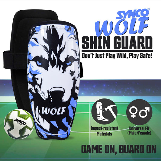 Synco Wolf Shin Guard | Professional Football Shin Guard with Velcro Strap Adjustable | Shin Guard for Football | Superior Protection and Comfort | Durable and Lightweight Shin Pad For Youth & Adults