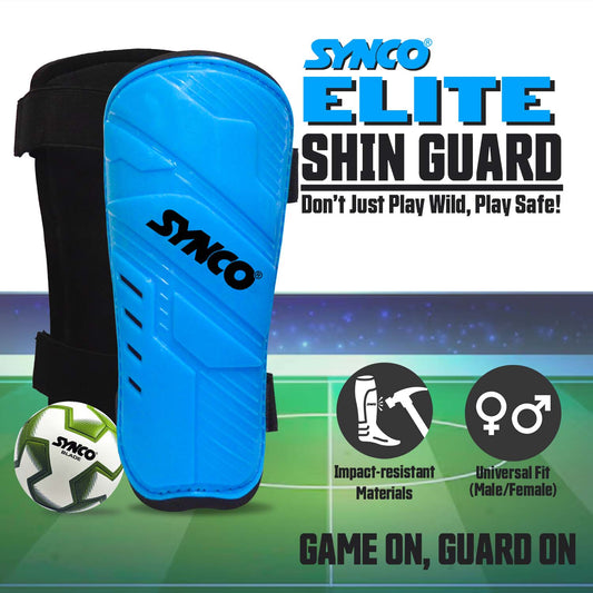 Synco Elite Shin Guard | Professional Football Shin Guard with Velcro Strap Adjustable | Shin Guard for Football | Superior Protection and Comfort | Durable and Lightweight | for Youth & Adults