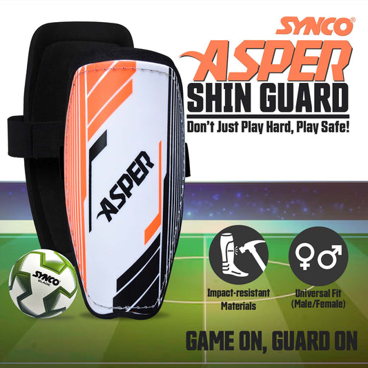 Synco Asper Shin Guard | Football Shin Guard with Velcro Strap Adjustable | Shin Guard for Football | Superior Protection and Comfort | Shin Pad For Youth and Adults | Durable and Lightweight