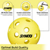 Synco Pickleball Ball S26 Pack of 6 | Performance Indoor Pickleball | 26 Holes Pickleball for Beginners & Indoor Gameplay | Perfectly Balanced | High Bounce Durable Ball | Ideal for All Skill Levels