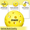 Synco Pickleball Ball S40 Pack of 6 | Performance Outdoor Pickleball | 40 Holes Pickleball for Tournament and Competition | Perfectly Balanced | High Bounce Durable Ball | Ideal for All Skill Levels