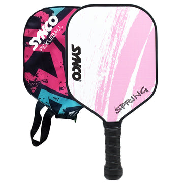 Synco Pickleball Paddle Racket | Performance Lightweight Pickle Bat Racket with Cover Bag | Pickleball Racket with Polypropylene Honeycomb Core and Cushion Comfort Grip (12mm, Spring Pink)