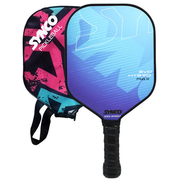 Synco Pickleball Paddle Racket | Performance Lightweight Pickle Bat Racket with Cover Bag | Pickleball Racket with Polypropylene Honeycomb Core and Cushion Comfort Grip (16mm, Hybrid Max Blue)