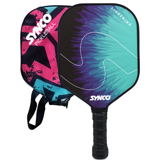 Synco Pickleball Paddle Racket | Performance Lightweight Pickle Bat Racket with Cover Bag | Pickleball Racket with Polypropylene Honeycomb Core and Cushion Comfort Grip (12mm, Lightning Blue)