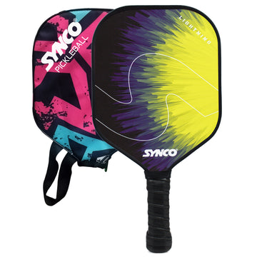 Synco Pickleball Paddle Racket | Performance Lightweight Pickle Bat Racket with Cover Bag | Pickleball Racket with Polypropylene Honeycomb Core and Cushion Comfort Grip (12mm, Lightning Yellow)