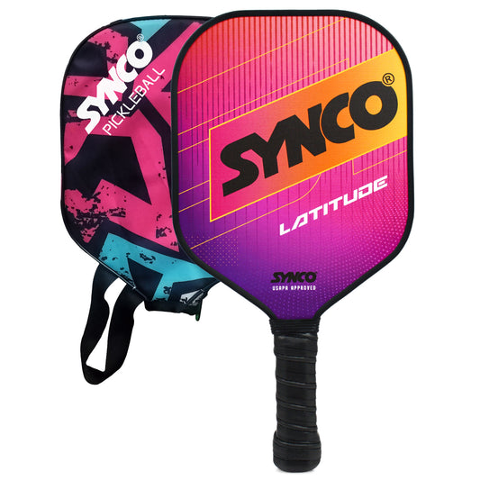 Synco Pickleball Paddle Racket | Performance Lightweight Pickle Bat Racket with Cover Bag | Pickleball Racket with Polypropylene Honeycomb Core and Cushion Comfort Grip (16mm, Latitude Pink)