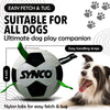 Synco Dog Toy Football with Green Holding Loops | Dog Ball Size-3 | Dog Toy Ball (White)