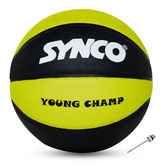 Synco YOUNG CHAMP Series | Kids Basketball | Moulded Technology | 8 Panel | Green Black (Size-3)