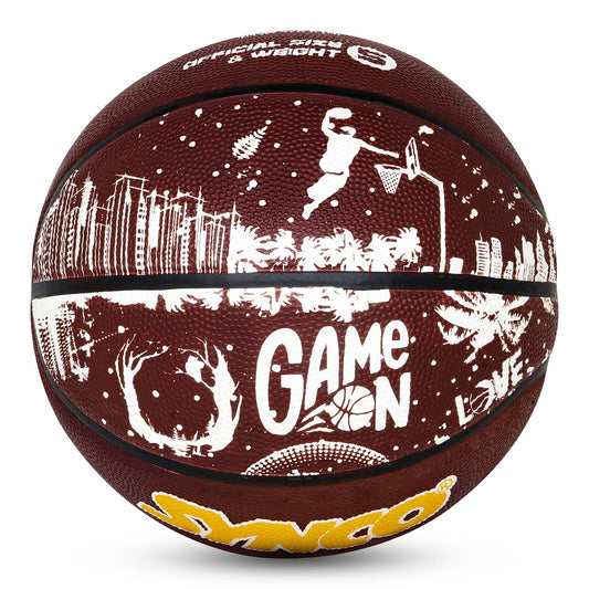 Synco CULTURE Series Basketball | Moulded Technology | 8 Panel | Brown White (Size-5)