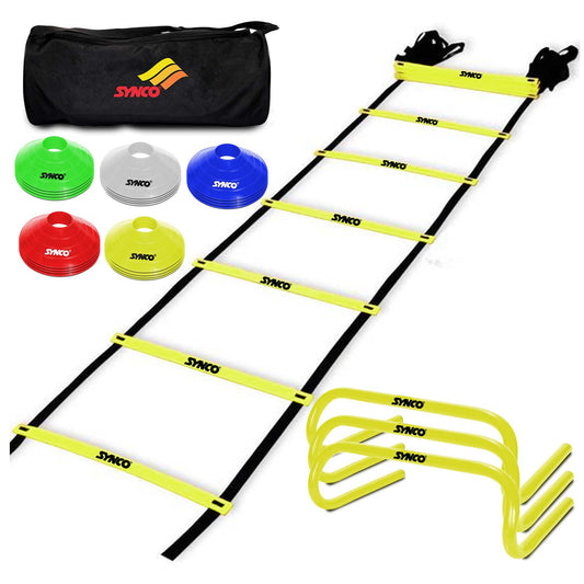 Synco Agility and Fitness Training set (Pack of Hurdles, Space markers & Ladder) with Carry bag