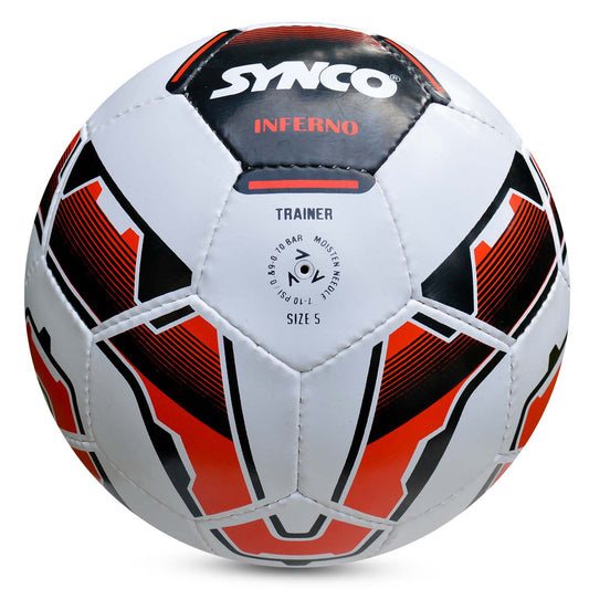 Synco Inferno football | Rubberized Hand Stitched Trainer | 32 Panel | Size - 5 (White)