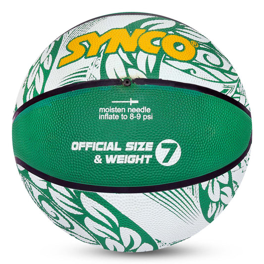 Synco CULTURE Series | Official Men's Basketball | Moulded Technology | 8 Panel | Green White (Size-7)