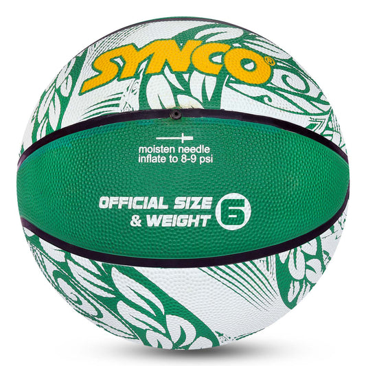 Synco CULTURE Series | Official Women's Basketball | Moulded Technology | 8 Panel | Green White (Size-6)