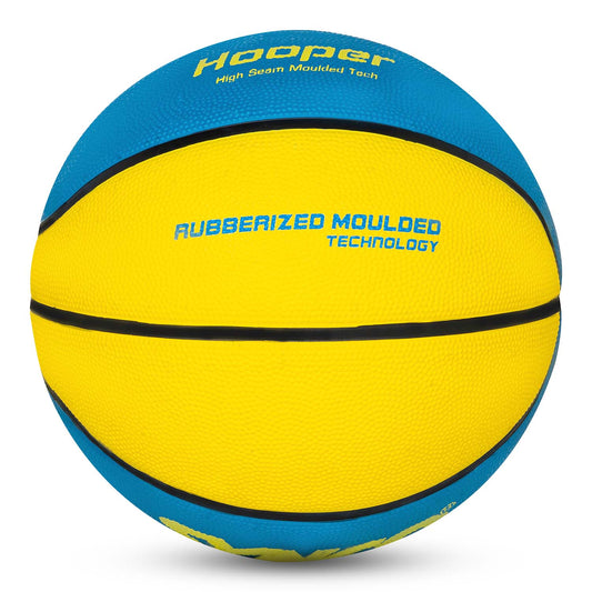 Synco HOOPER Series Basketball | Moulded Technology | 8 Panel | Blue Yellow (Size-5)