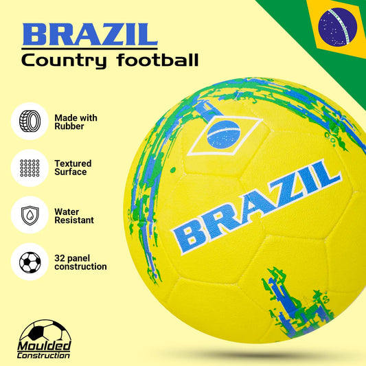 Synco Country Colour Football BRAZIL Size-5 | Rubber Moulded | Training Soccer ball | Suitable for Hard Ground | for Boy/Girl