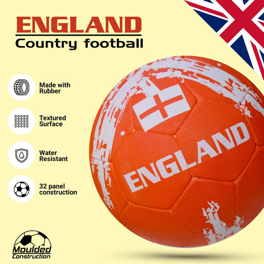 Synco Country Colour Football ENGLAND Size-5 | Rubber Moulded | Training Soccer ball | Suitable for Hard Ground | for Boy/Girl