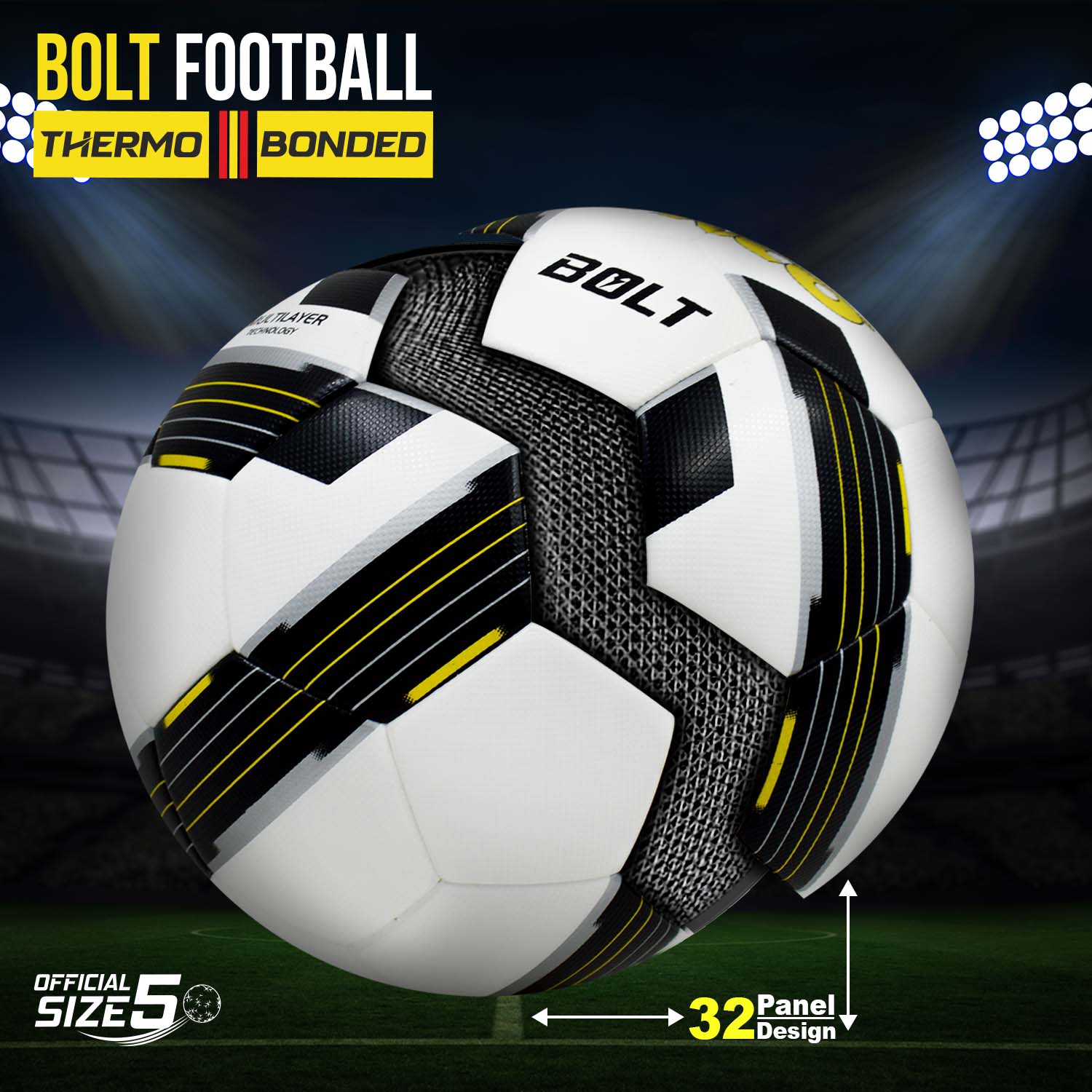 FIFA  Approved Football Synco Bolt Thermobonded  size 5