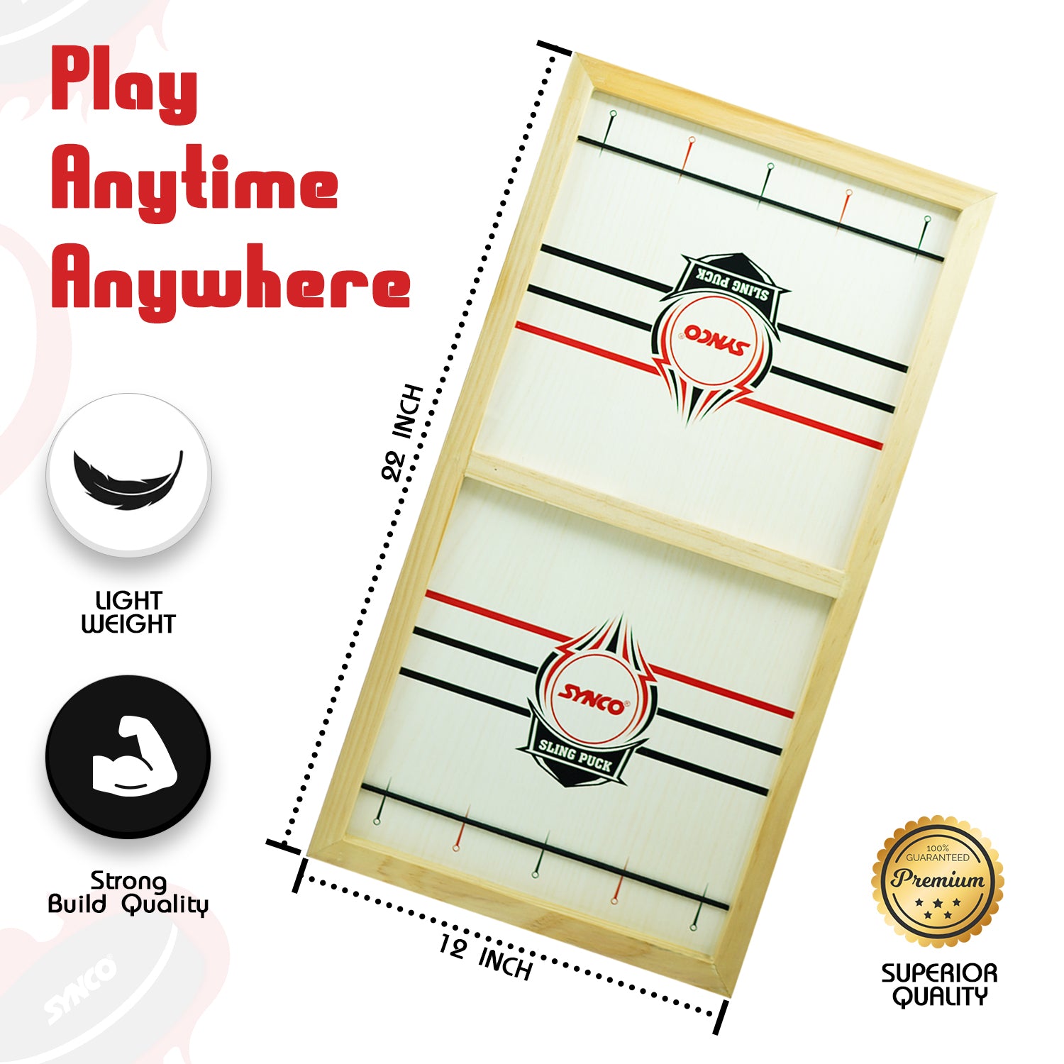 Synco Fast Sling Puck Game size dimensions features front