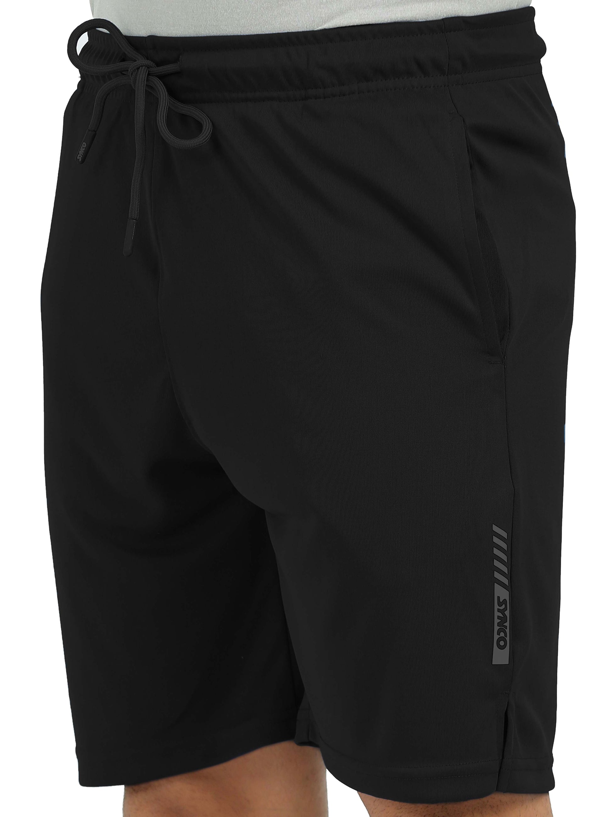 Synco Flare Active Shorts for Men  side front Black colour 